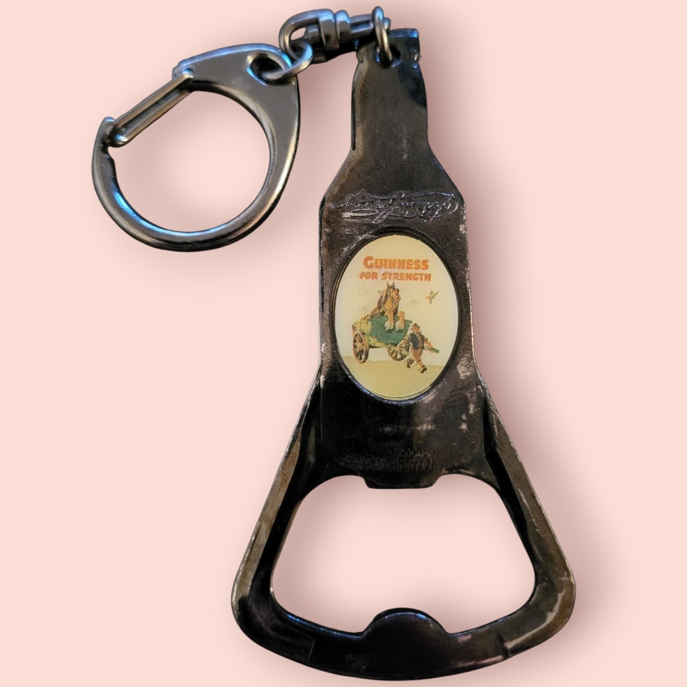 Vintage Guinness Beer Bottle Opener Keychain Horse Cart - Picture 2 of 3